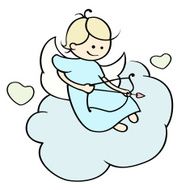 happy cupid flying on cloud