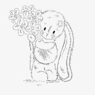 Honey Bunny Shy baby bunny Gives flowers Congratulations Sketch