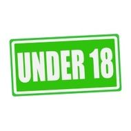 UNDER 18 white stamp text on green