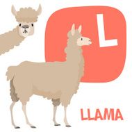 Funny cartoon animals vector alphabet letter set for kids L