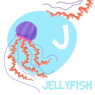 Funny cartoon animals vector alphabet letter set for kids J