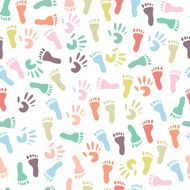 Baby handprint and footprint seamless pattern