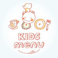 Child and baby food kids menu with colorful smiling fruits