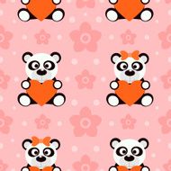 Seamless background card with pandas