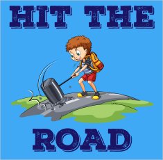Boy hitting the road with hammer