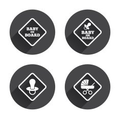 Baby on board icons Infant caution signs N18