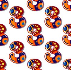 Cartoon number three seamless pattern