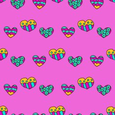 Doodle seamless pattern with hearts