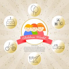children world cartoon infographics
