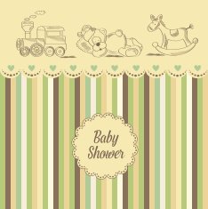 baby shower card with retro toys N2