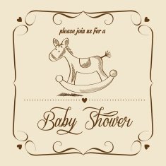 baby shower card with retro toy N5