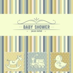 baby shower card with retro toys N7
