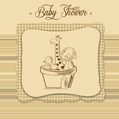 baby shower card with retro toys N10