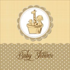 baby shower card with retro toys N14