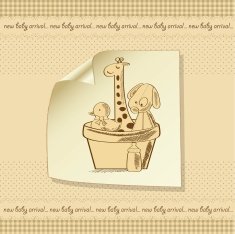 baby shower card with retro toys N17