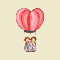 Cute kids in creative hot air balloon