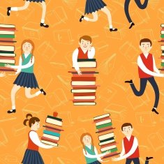 Cute boys and girls with books N4