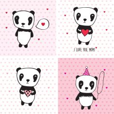Greeting cards with pandas