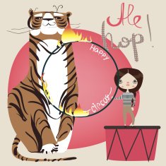 cute tiger with girl
