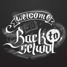 Welcome back to school background on black chalkboard vector N2