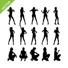 Sexy lady and dancing silhouettes vector set 8