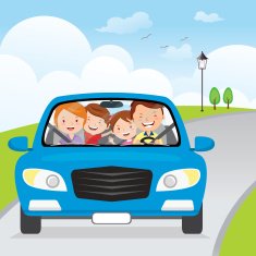 Family driving in car on holiday free image download