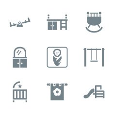 gray icon set places for child