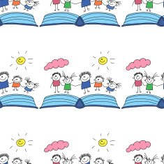 Vector seamless pattern Kids school and education N19