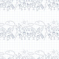Vector seamless pattern Kids school and education N21