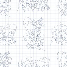 Vector seamless pattern Kids school and education N23