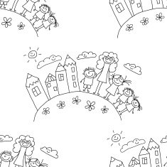 Vector seamless pattern Kids school and education N35