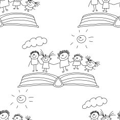 Vector seamless pattern Kids school and education N56