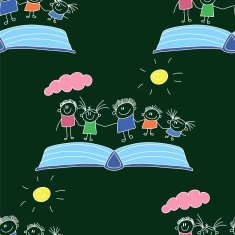 Vector seamless pattern Kids school and education N61