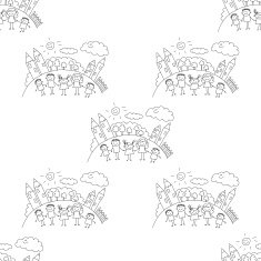 Vector seamless pattern Kids school and education N65