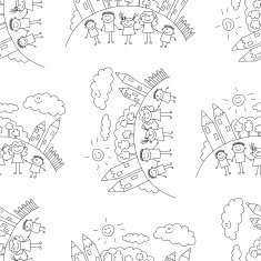 Vector seamless pattern Kids school and education N70