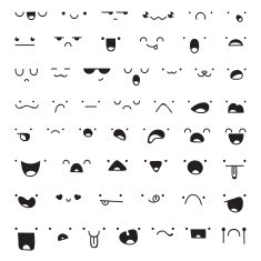 Set of 52 different pieces doddle emotions to create characters