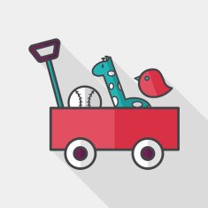 toy cart flat icon with long shadow eps10
