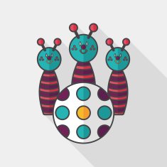 Bowling toy flat icon with long shadow eps10 N6