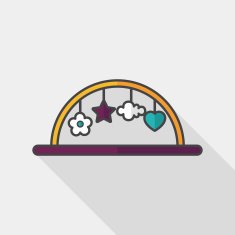 Baby crib hanging toy flat icon