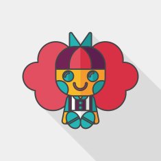 girl doll toy flat icon with long shadow eps 10 N13