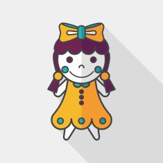 girl doll toy flat icon with long shadow eps 10 N14