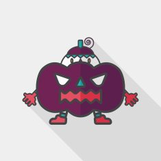 Pumpkin costume flat icon with long shadow eps10 N5