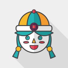 Chinese New Year girl flat icon with long shadow eps10 N14