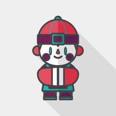 Chinese New Year boy flat icon with long shadow eps10 N14