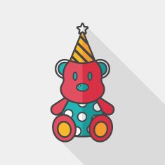 birthday teddy bear flat icon with long shadow eps10 N10
