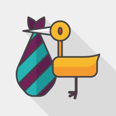 bird and baby flat icon with long shadow eps10 N9