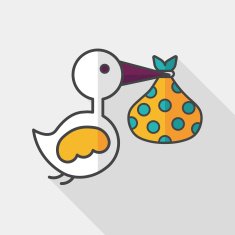 bird and baby flat icon with long shadow eps10 N10