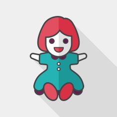 girl doll toy flat icon with long shadow eps 10 N15