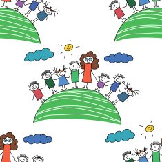 Vector seamless pattern Kids school and education N73