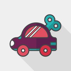 toy car flat icon with long shadow eps10 N12